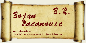 Bojan Macanović vizit kartica